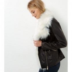 Parisian Black Faux Fur Trim Leather Look Jacket